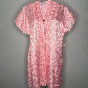 Vintage Lily of France Short Robe Womens S Lingerie‎ Sleepwear PJs Pink Satin